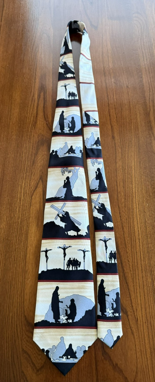 Eagles Wings Religious Cross Christian Silk Necktie Tie Nativity Bible Scenes